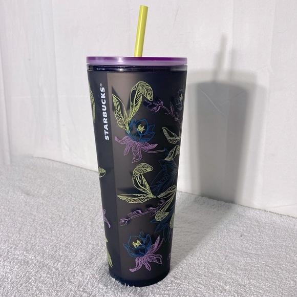 Starbucks 2024 Winter Purple Blossom Floral Soft Touch Tumbler with Straw - Picture 1 of 13